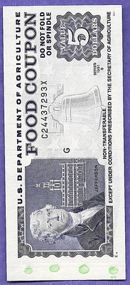 FOOD STAMP COUPON  GEM UNC ONE 1991 B $5.00 C24437293X  MONTH G