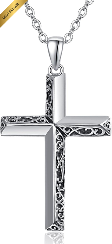 Cross Necklace for Women 925 Sterling Silver Necklace Cross Pendant Christian Re