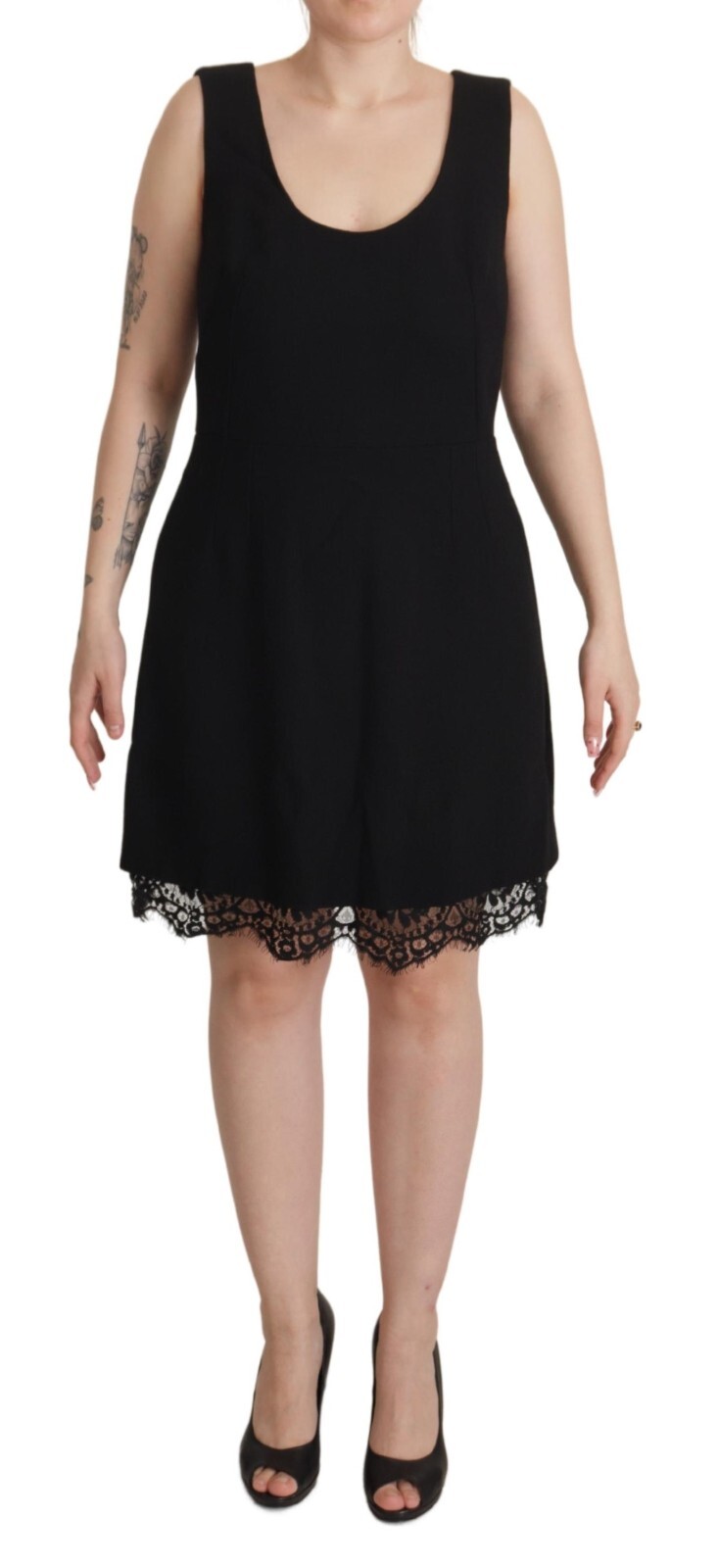 

DOLCE - GABBANA Платье SARTORIA Черное кружевное платье-футляр А-силуэта Mini IT40/US6/ 2000usd, Черный