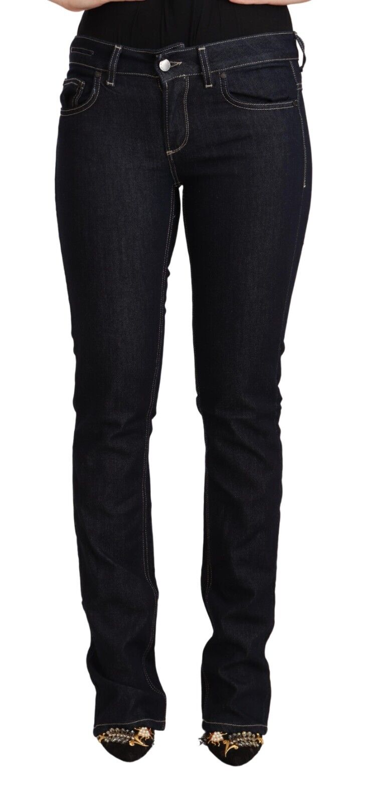 Джинсы GF FERRE Черные хлопковые эластичные женские обтягивающие джинсы с низкой талией s. W28 Рекомендуемая розничная цена 300 долларов США