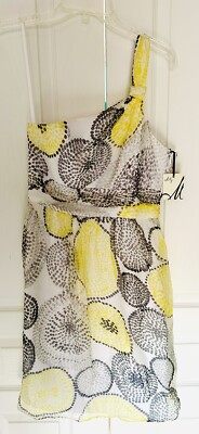 NEW NWT Milly New York Womens 100% Canary Yellow One Shoulder Lined Silk Dress 4