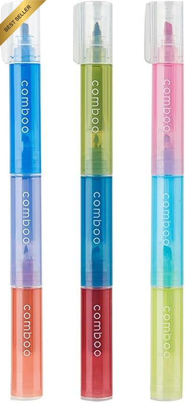 3 Pack 3-Color Pastel Fluorescent Thin Highlighters School Journal Office