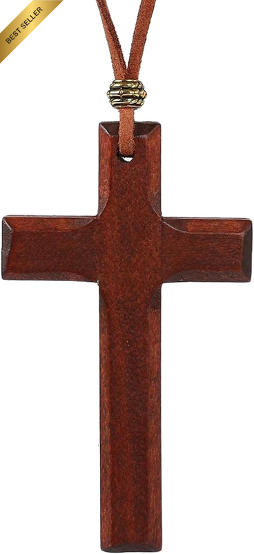 Wood Cross Necklace - Wooden Pendant Cross Necklace Chain Jewellery for Men Wome