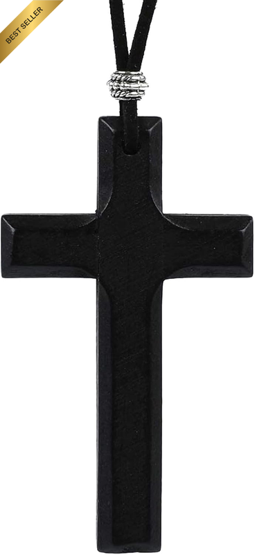 Wood Cross Necklace - Wooden Pendant Cross Necklace Chain Jewellery for Men Wome