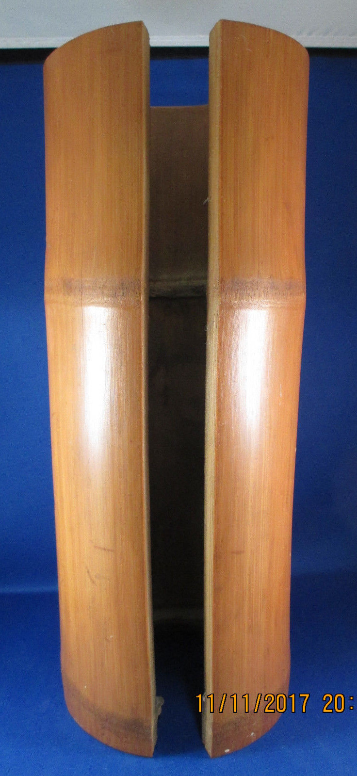 Old Chinese Bamboo Hand Carved Brush Pot High Relief Boat Men - 13 Inches Tall