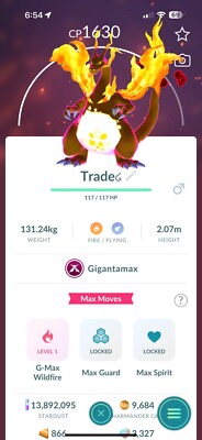 Pokémon Go NON Shiny Charizard Gigantamax - 20K Registered Trade