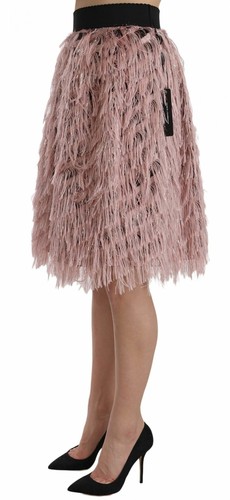 Pre-owned Dolce & Gabbana Dolce&gabbana Women Pink Gold Fringe Metallic Pencil A-line Skirt Bodycon Wrap