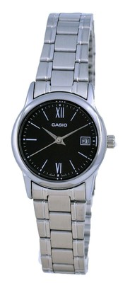 Casio LTP-V002D-1B3 Women's Standard Stainless Steel Black Dial Date Watch