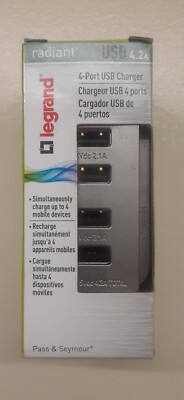 Legrand Pass & Seymour TM8USB4-NICC6 USB Charger Radiant Quad Nickel 4.2 AMP