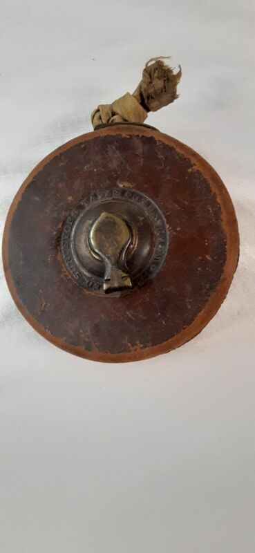 Vintage Leather SURVEYORS 50ft TAPE MEASURE by Waterbury Brass Company 
