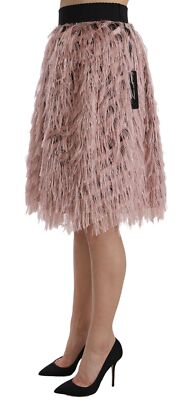 Pre-owned Dolce & Gabbana Skirt Fringe Metallic Pencil A-line Pink Gold It44/us10/l $1000