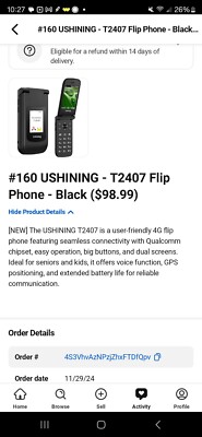 USHINING 4G Unlocked Flip Phone with Qualcomm Chip GPS Positioning, Big Button