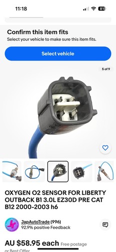 OXYGEN O2 SENSOR FOR LIBERTY OUTBACK B1 3.0L EZ30D PRE CAT B12 2000-2003 h6 OXYGEN O2 SENSOR FOR LIBERTY OUTBACK B1 3.0L EZ30D PRE CAT B12 2000-2003 h6