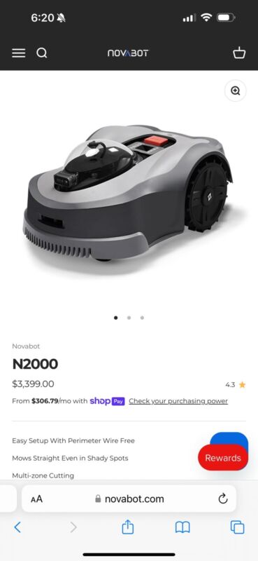 Novabot N2000 Autonomous Mower With Cover Charger Extra Battery