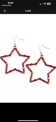 Paparazzi Jewelry - Confetti Craze - Red Color - Star Shape Dangle/Drop Earrings
