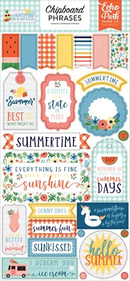 Echo Park Paper SUMMERTIME 6x13 Sheet of Chipboard Phrases