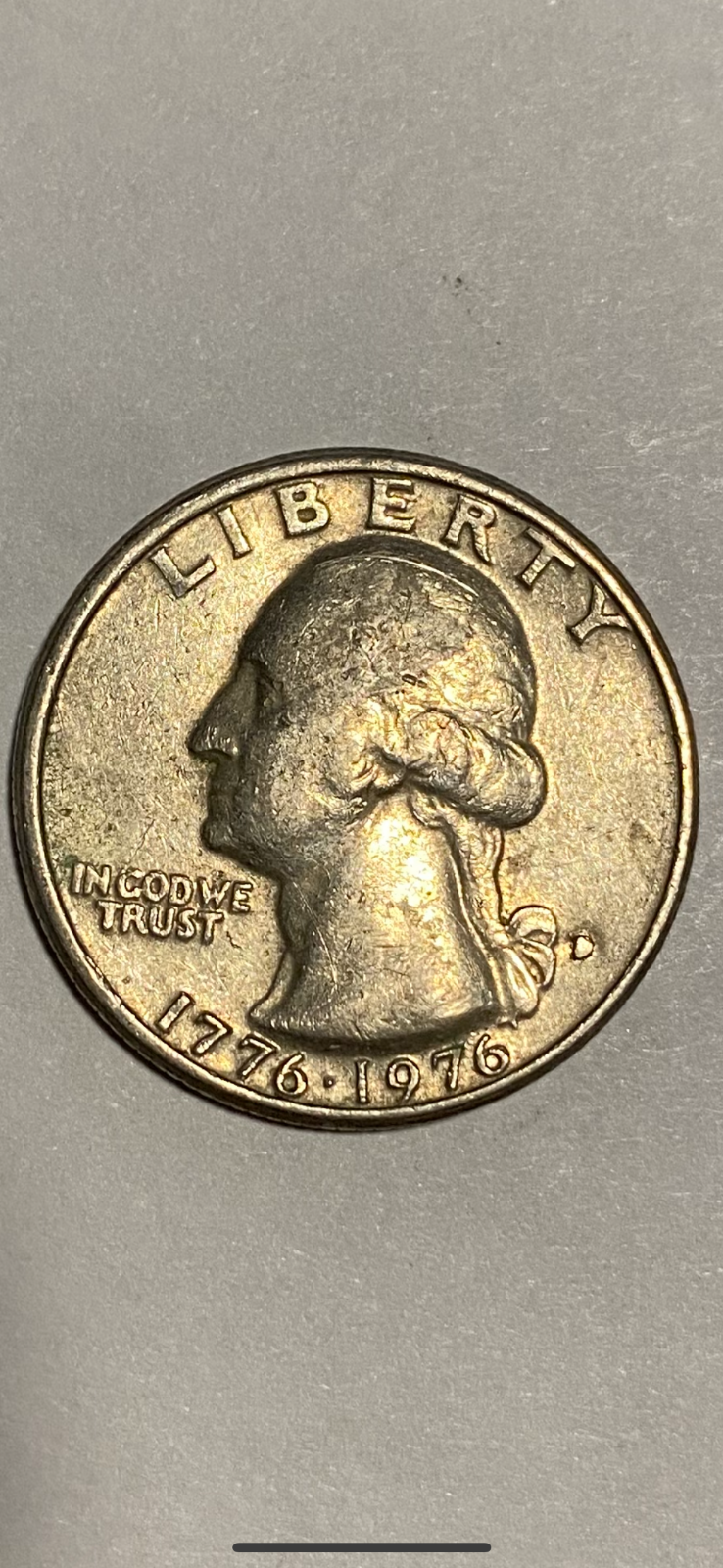 1776-1976 D Bicentennial Quarter Bad Strike Offset Rim