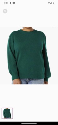 Amazon Essentials Womens Size S Forest Green Ribbed Crew Neck Sweater Pullover