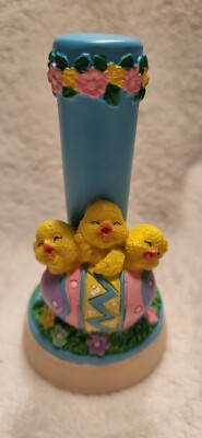 Vintage Polystone Happy Easter Cookie Stamp Press Giftco Egg Duck Flowers
