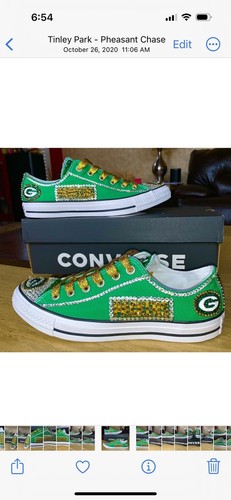 Pre-owned Converse Crystallized Greenbay  Bling-custom-made Any Team Any Sport Sz7-11 In Purple