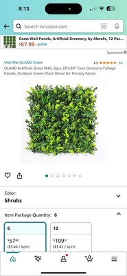 Artificial Grass Wall 20x20 6PCS Uland Grass Panels 