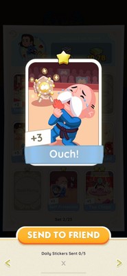 Monopoly Go Sticker RARE 1 Star   Ouch Set  1 (Read Description)