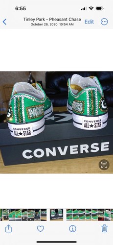 Pre-owned Converse Crystallized Greenbay  Bling-custom-made Any Team Any Sport Sz7-11 In Purple