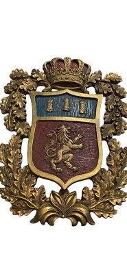 Vintage Coat Of Arms Crest Wall Plaque 20'' Tall Universal Statuary Lion Crown