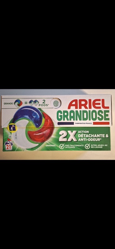 Lessive Ariel Grandiose 2-En-1 - 21 Pods - Neuf