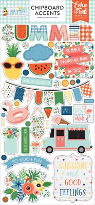Echo Park Paper SUMMERTIME 6x13 Sheet of Chipboard Accents