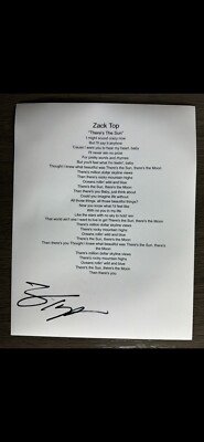 Zach Top Country Music Singer Autographed  There s The Sun Lyric Sheet
