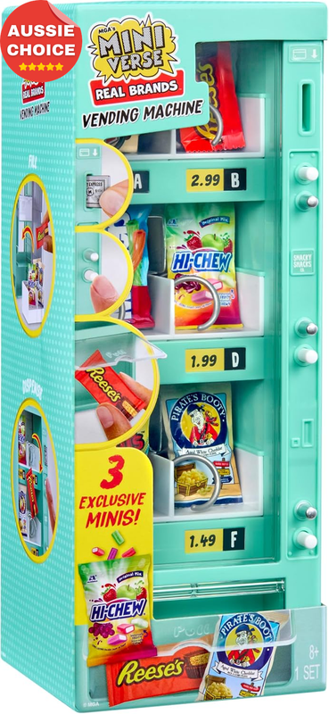 Real Brands Interactive Vending Machine Playset Mini Food Brands Refillable