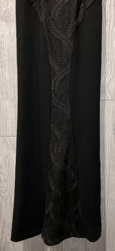 Pre-owned Aidan Mattox Black Vine Embroidered Deep V Neck Formal Long Dress Womens 2