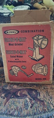 Rival Hand Crank Meat Grinder Vegetable Shredder Orig Box with Manual