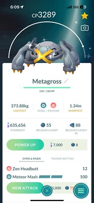 Metagross Shiny   Pokemon  Go With Rare community Day move: Meteor Mash