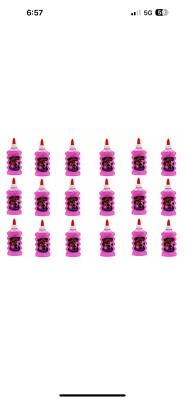 18 Pc Elmer's Liquid Glitter Glue Washable Pink 6 Ounces Great For Making Slime