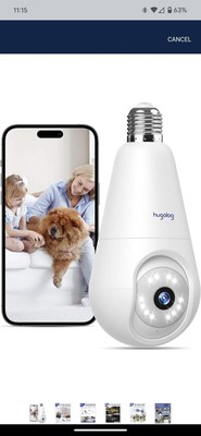 Hugolog 2K Light Bulb Security Cameras Wireless Outdoor-2.4GHz Cameras for Home