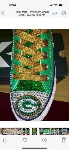 Pre-owned Converse Crystallized Greenbay  Bling-custom-made Any Team Any Sport Sz7-11 In Purple