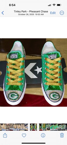 Pre-owned Converse Crystallized Greenbay  Bling-custom-made Any Team Any Sport Sz7-11 In Purple