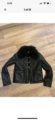 Genuine Sheep Skin (shearling) Jacket. Women, size XS (XXS), black. New.