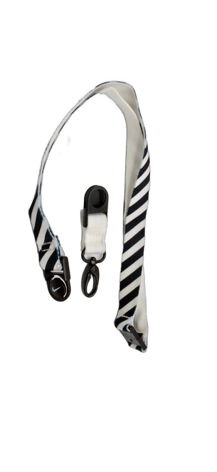 Nike Breakaway Premium Lanyard Detachable ID & Keys Holder White/Black Striped