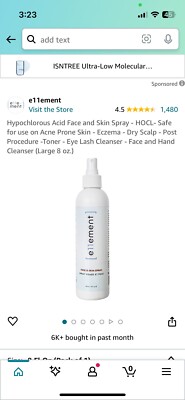 Hypochlorous Acid Face and Skin Spray HOCL Safe for use on Acne Prone Skin #2244