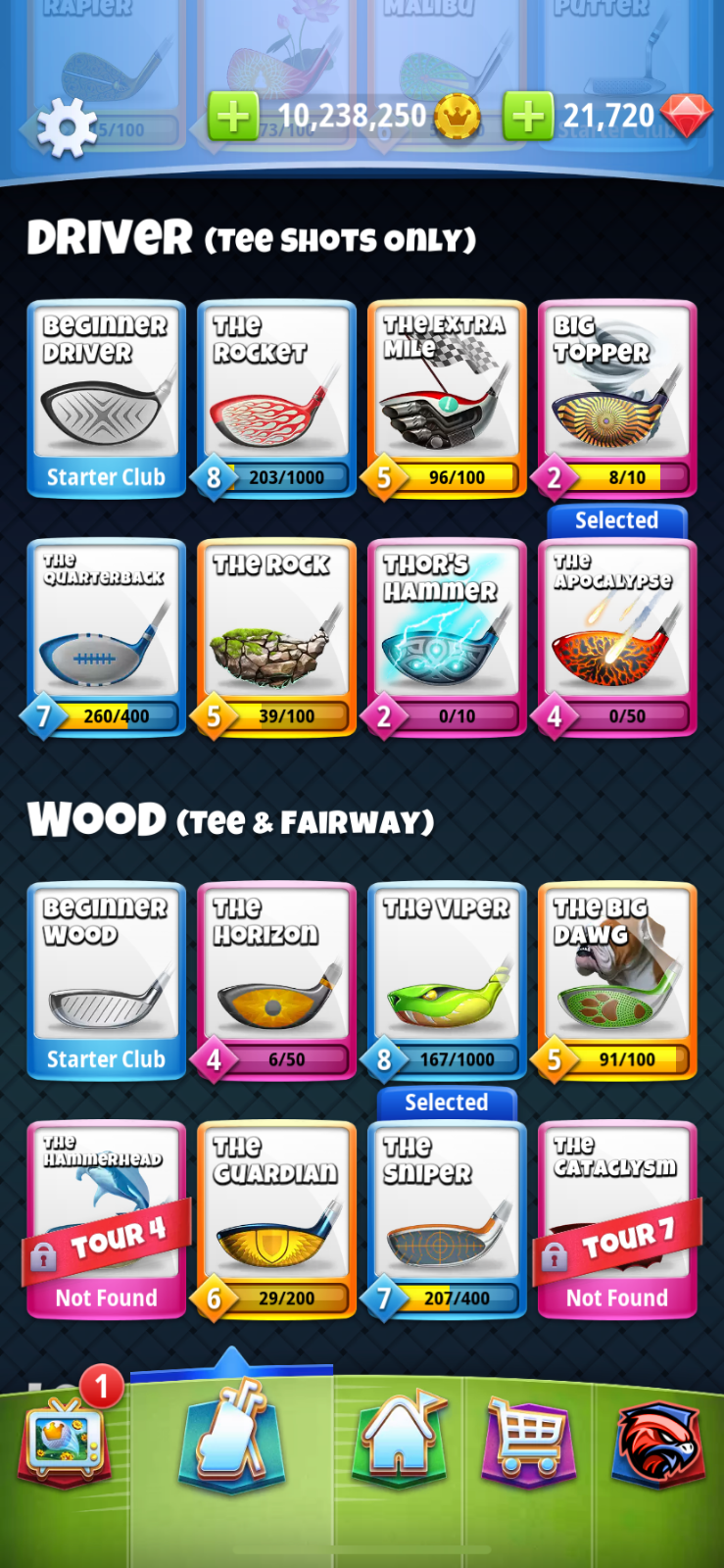 Golf Clash Account,2200+,10+ million coins, 21K+ gems, 1,800+ Balls,GOLD BANNERS