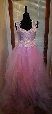 Romantic Lilac & Mauve Gatsby Inspired Lace Tulle Bridal Wedding Ballgown Set