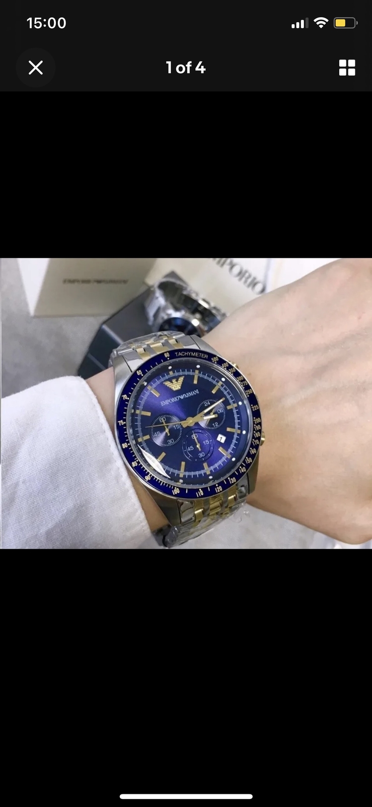 NEW GENUINE EMPORIO ARMANI AR8030 TAZIO BLUE DIAL YELLOW NEW GENUINE EMPORIO ARMANI AR8030 TAZIO BLUE DIAL YELLOW