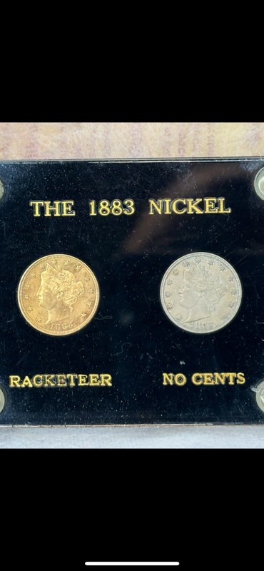 1883 Gold Plated Racketeer "V" Nickel No Cents Rare Coin!!!