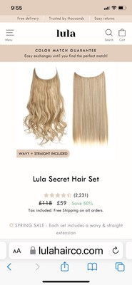 LULA HAIR EXTENSIONS HALO set of two, 18  Light Beach Blonde Or Lt Blonde