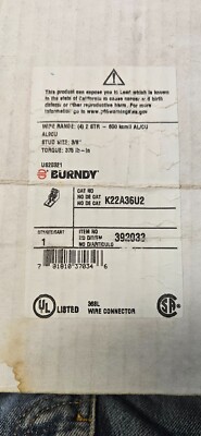 Burndy K22A36U2 2 Hole 4 Screws Panel Board Set Screw Connector