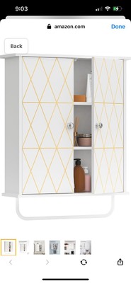 Bathroom Wall Cabinet Storage Cabinet Above Toilet Bathroom Cabinet with Gold...
