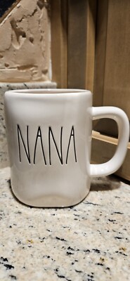 Rae Dunn by Magenta LL ''NANA'' Ivory W/ Black Letters Ceramic Coffee Tea Mug, New